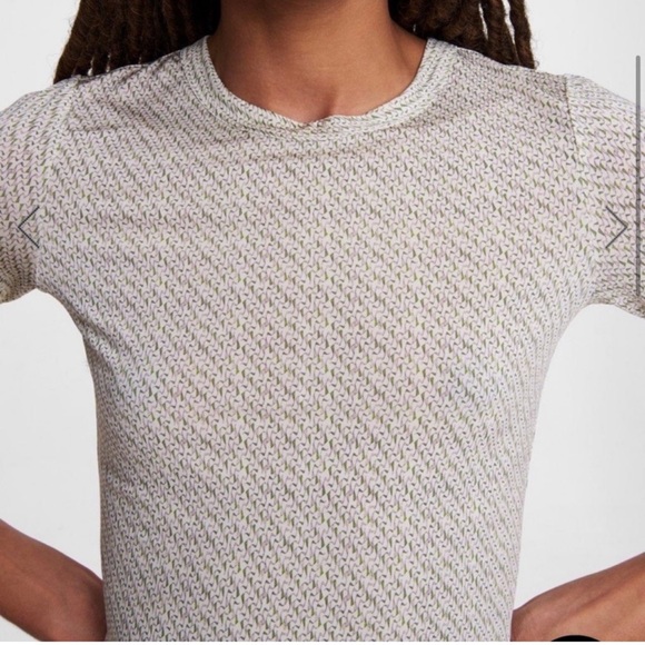 Rag & Bone Sabeen Jersey slim fit top with green geometric print - Picture 2 of 8